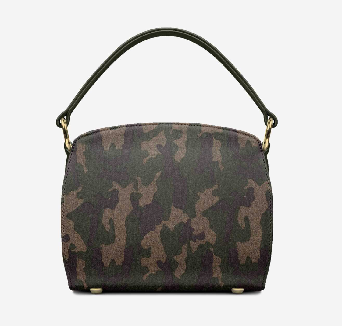 CamoFlyy-W back view - full camo textile back with gold feet and handle rings