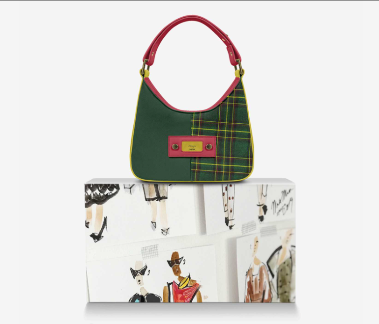 House Of Her-Mx luxury Italian tartan shoulder bag on illustrated designer presentation box