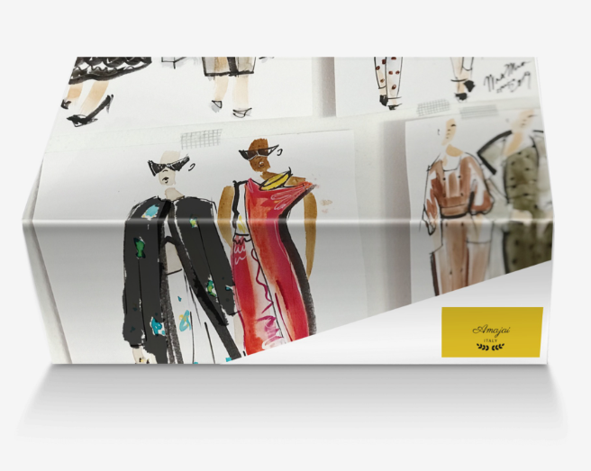 House Of Her-Mx luxury illustrated designer presentation box with fashion sketches and branded label