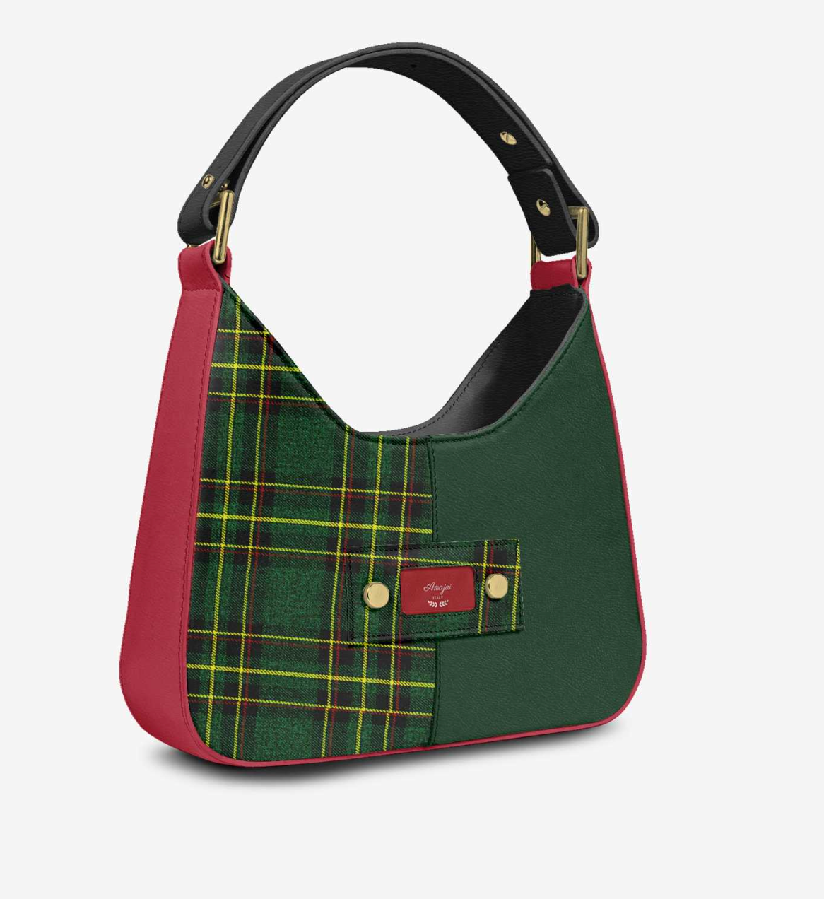 House Of Her-R three-quarter view - red side panel, gold hardware, black interior lining