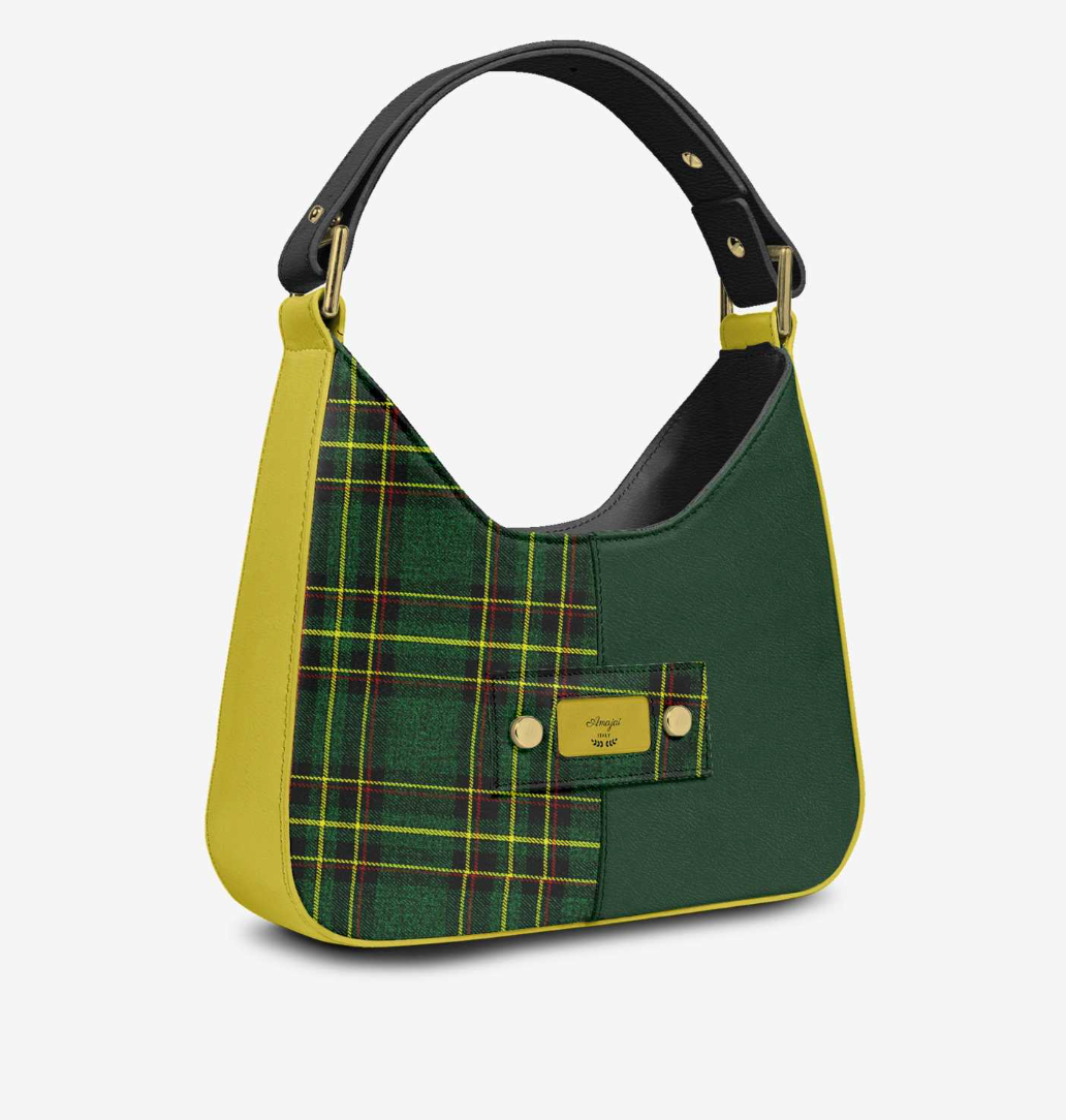 House Of Her-Y three-quarter view - yellow side panel, gold hardware, dark green interior