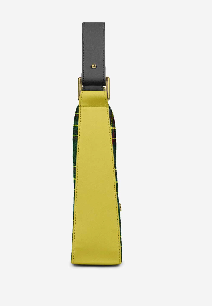 House Of Her-Y side profile - bright yellow leather panel, black handle with gold buckle
