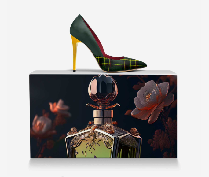 Prestigiously luxury Italian tartan heel on signature gift box